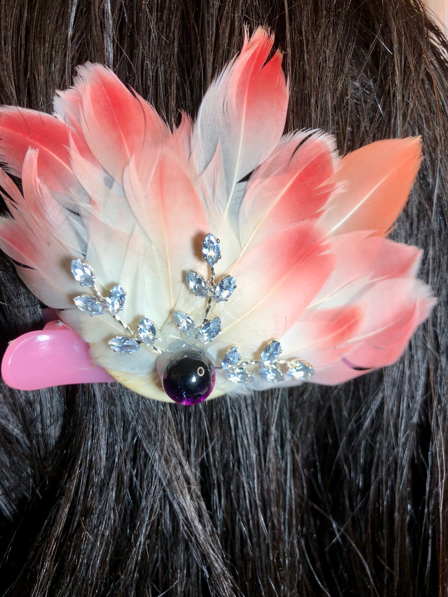 Feather Hair clip with Rhinestones