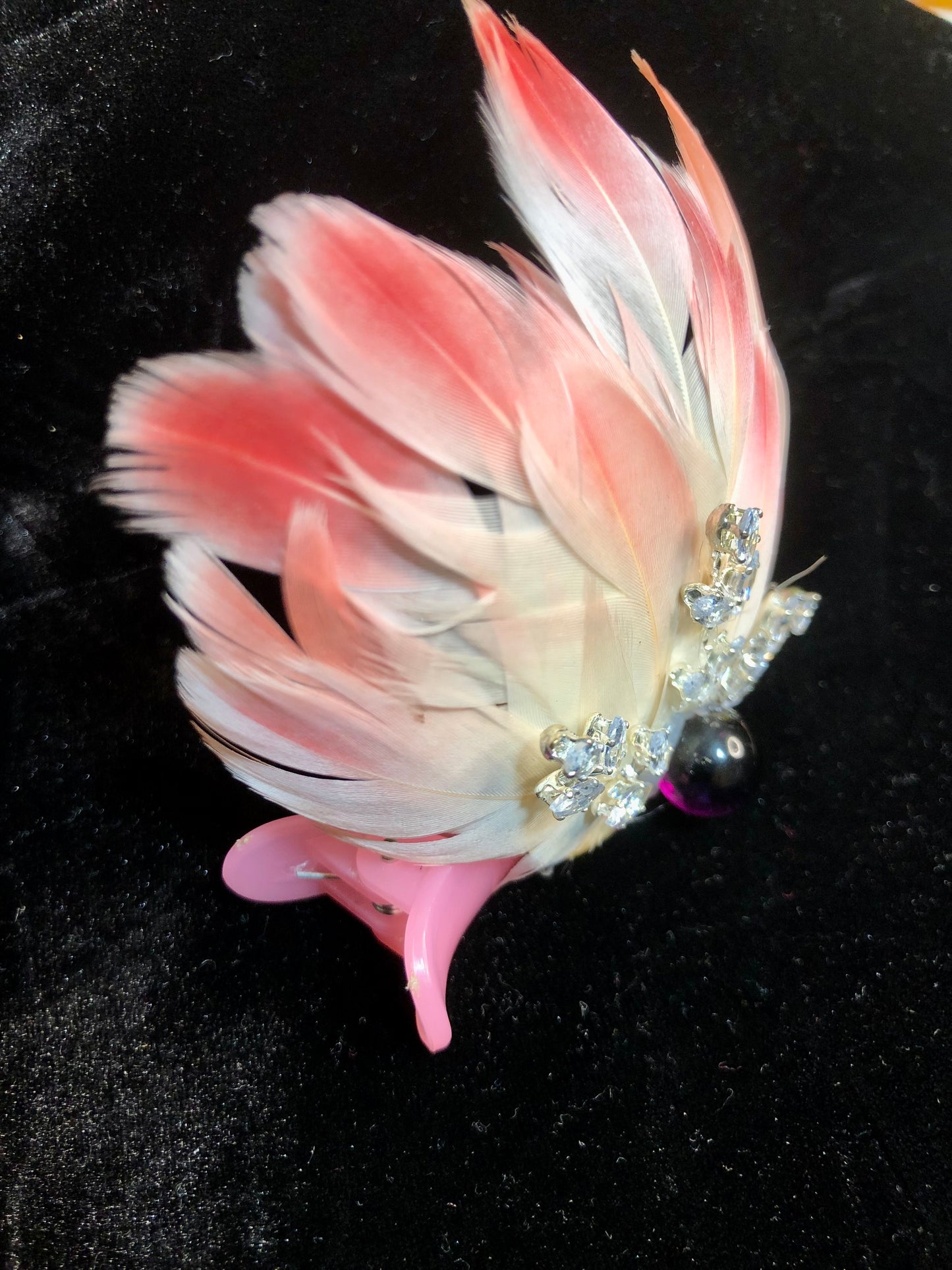 Feather Hair clip with Rhinestones