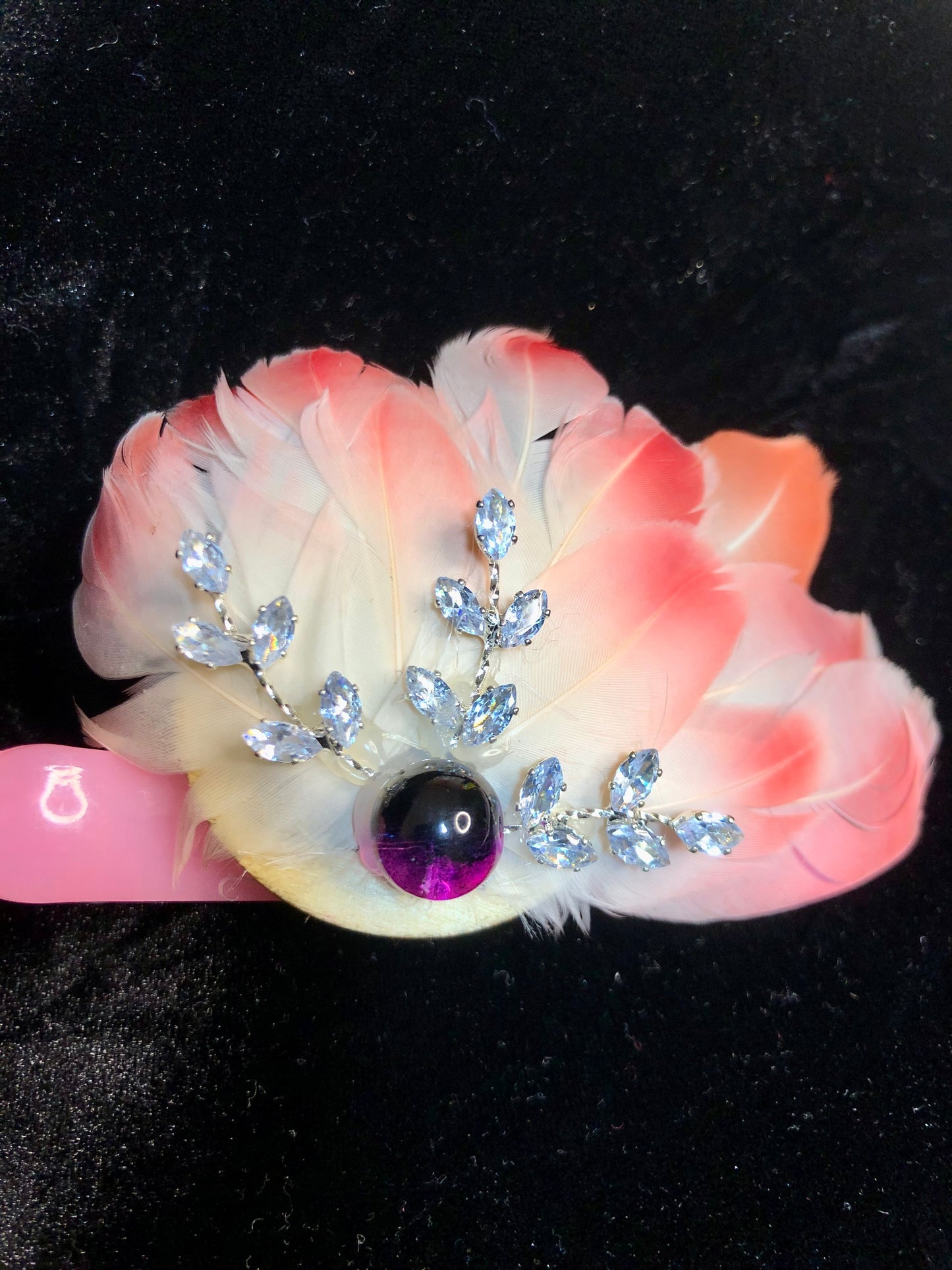 Feather Hair clip with Rhinestones